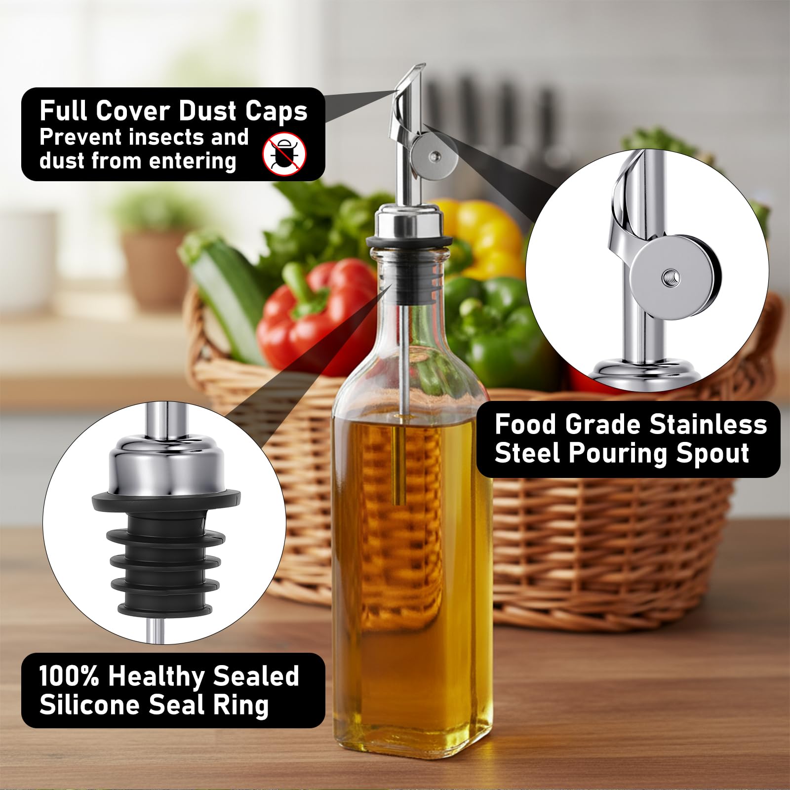 Stainless steel silicone oil pour spout detail