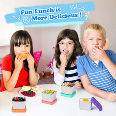 stainless steel snack containers with silicone lids for kids