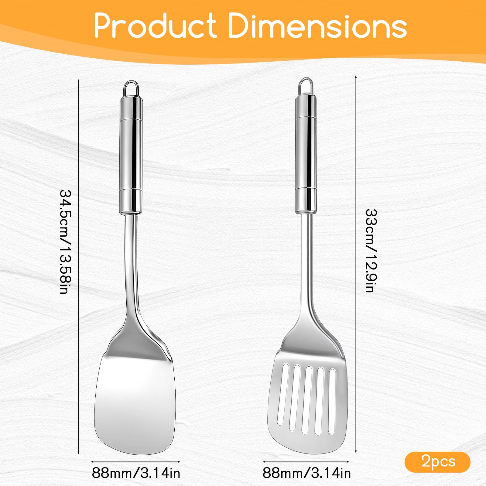 Solid cooking spatula from stainless steel set
