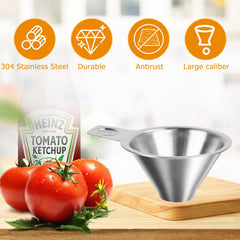 Stainless steel spice funnel with 0.91 bottom reference