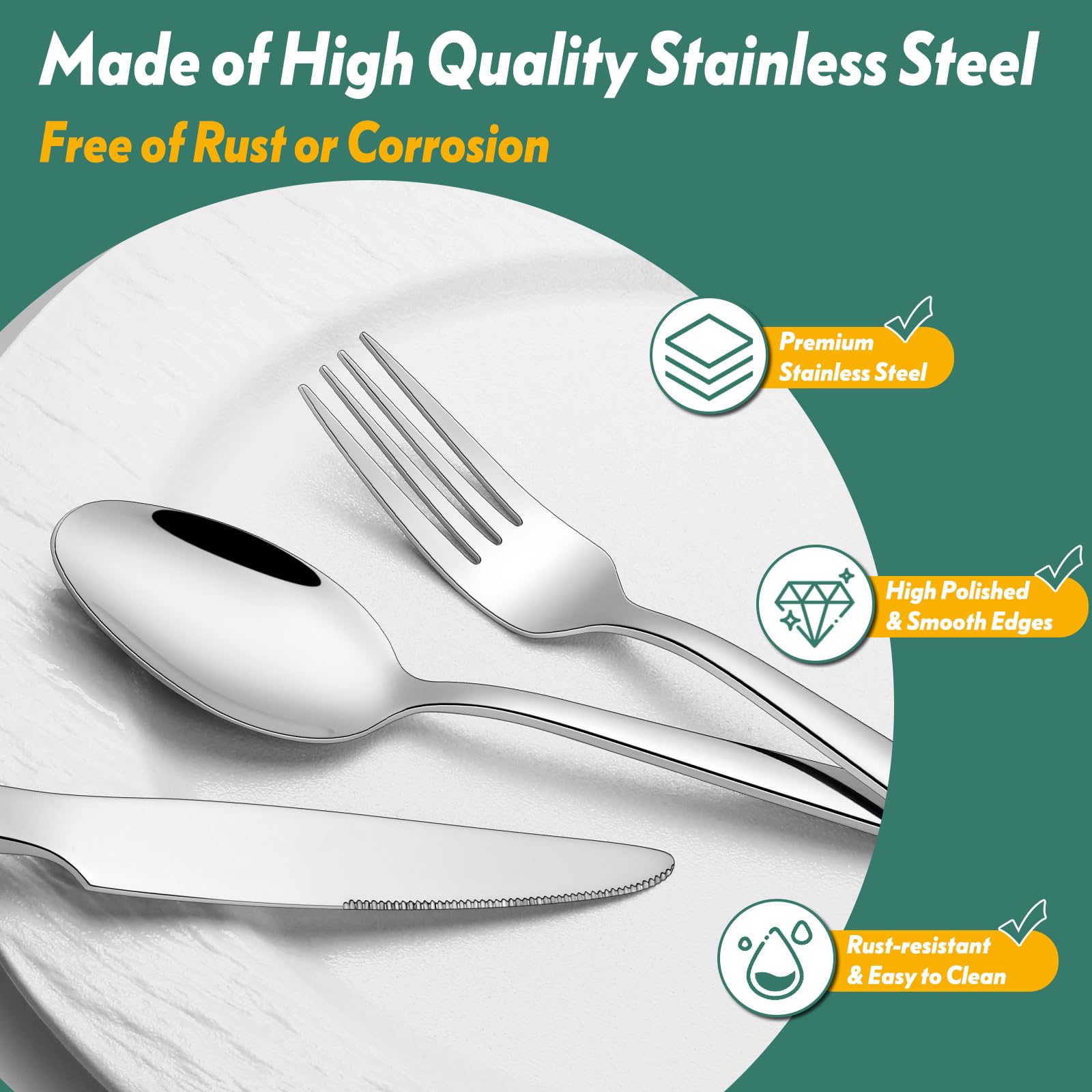 mirror polished flatware finish close view