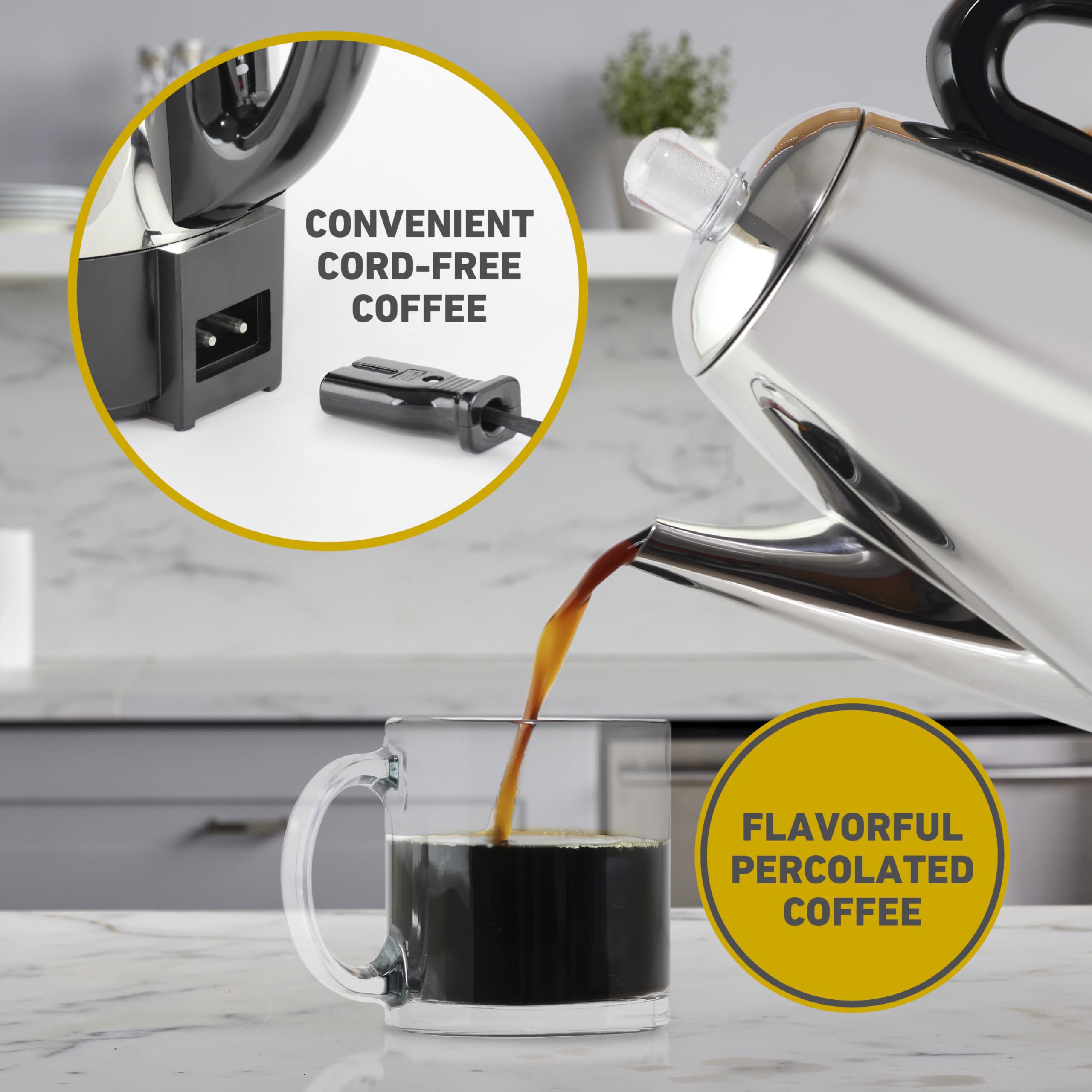 Keep warm automatic feature on West Bend classic style coffee maker