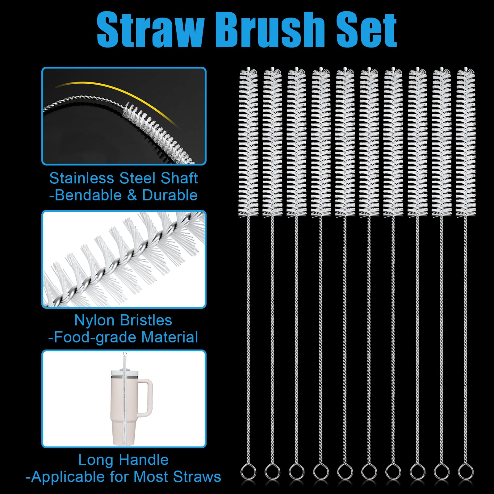 Brushes with hanging loop for easy air drying and storage