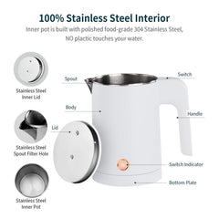 Easy cleaning design kettle with large opening 0.5L