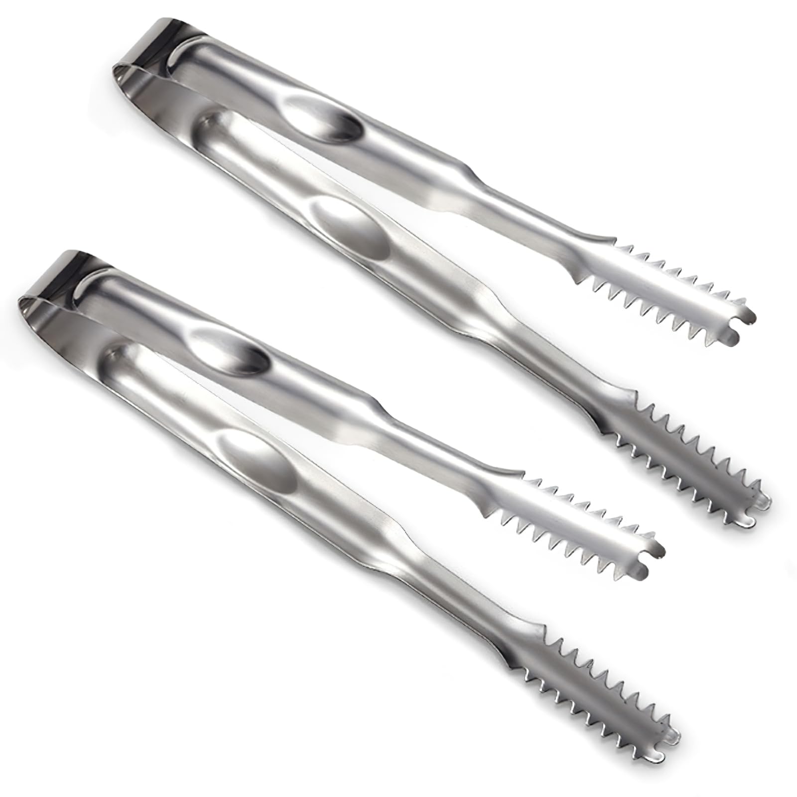 Teethed stainless steel ice tongs 7 inch