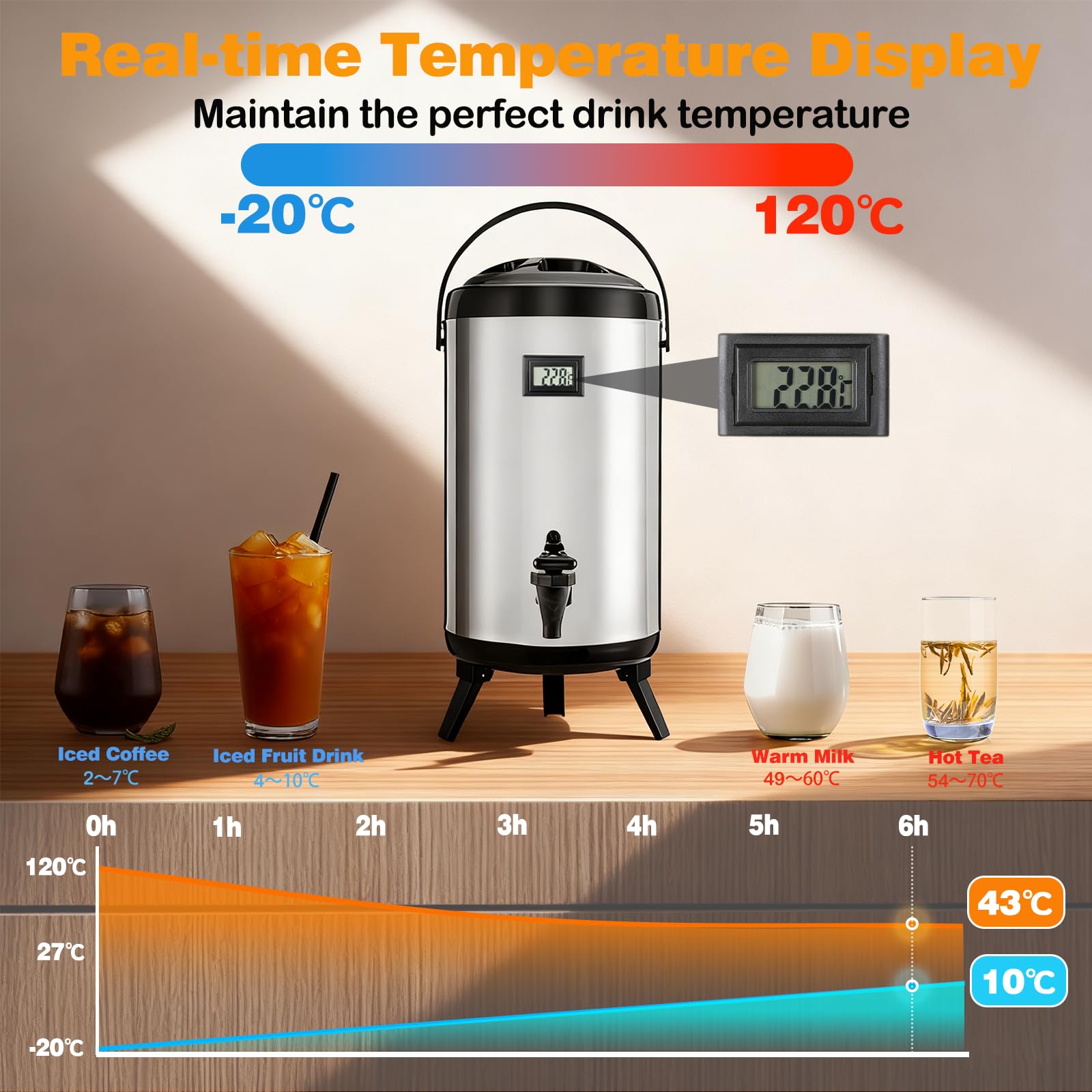 Stainless steel beverage dispenser with integrated spigot for easy pouring
