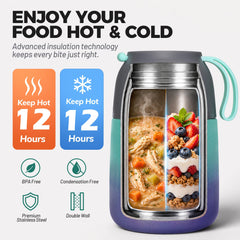 Stainless steel thermal food container 17 oz rainbow
