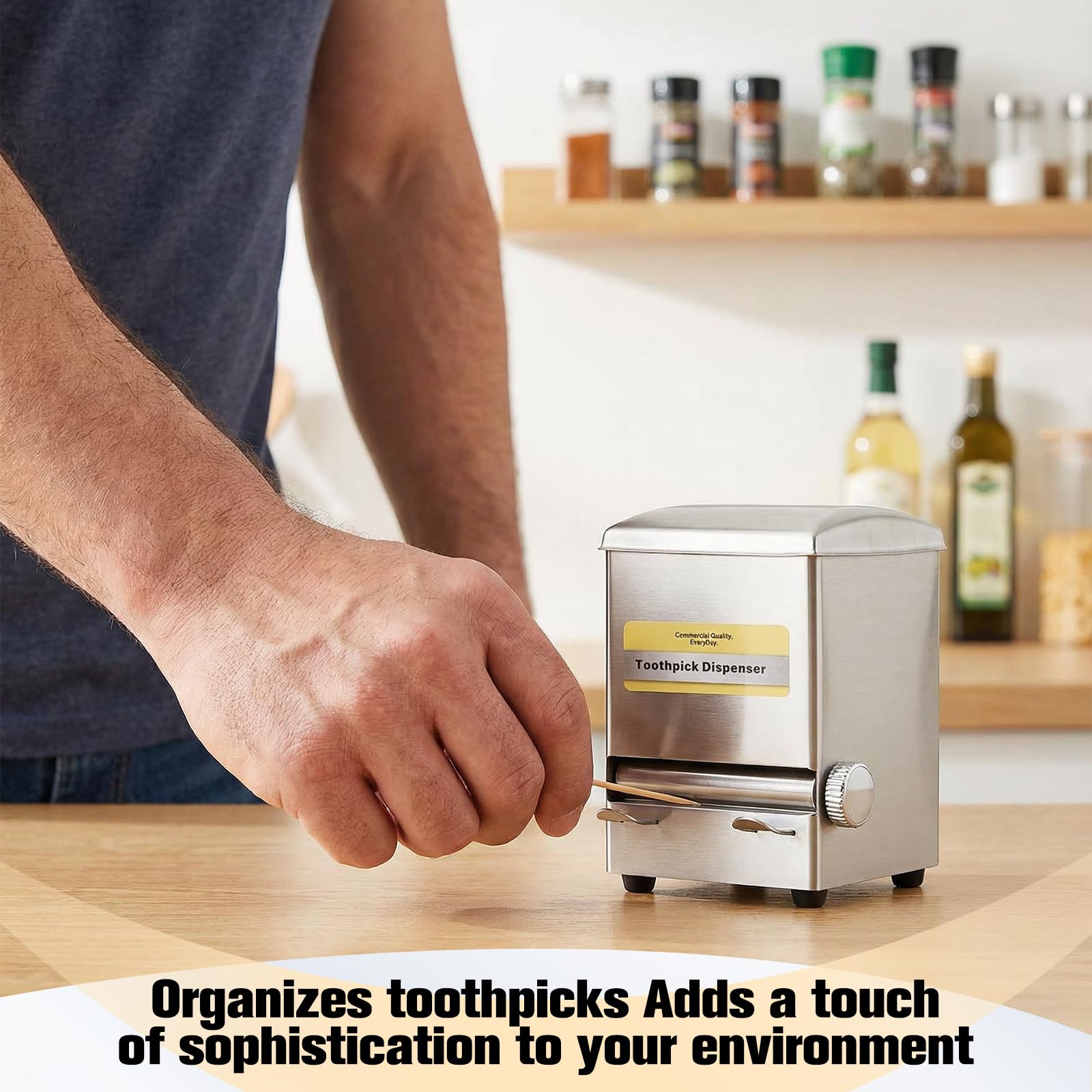Automatic pop-out toothpick dispenser with removable lid