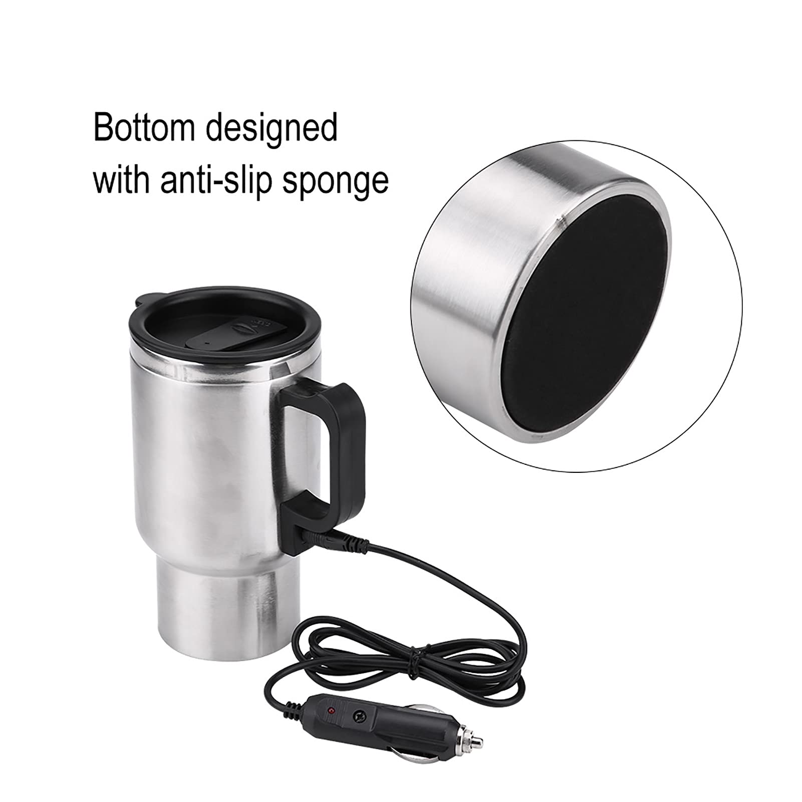 Vacuum insulated stainless steel mug with silicone lid