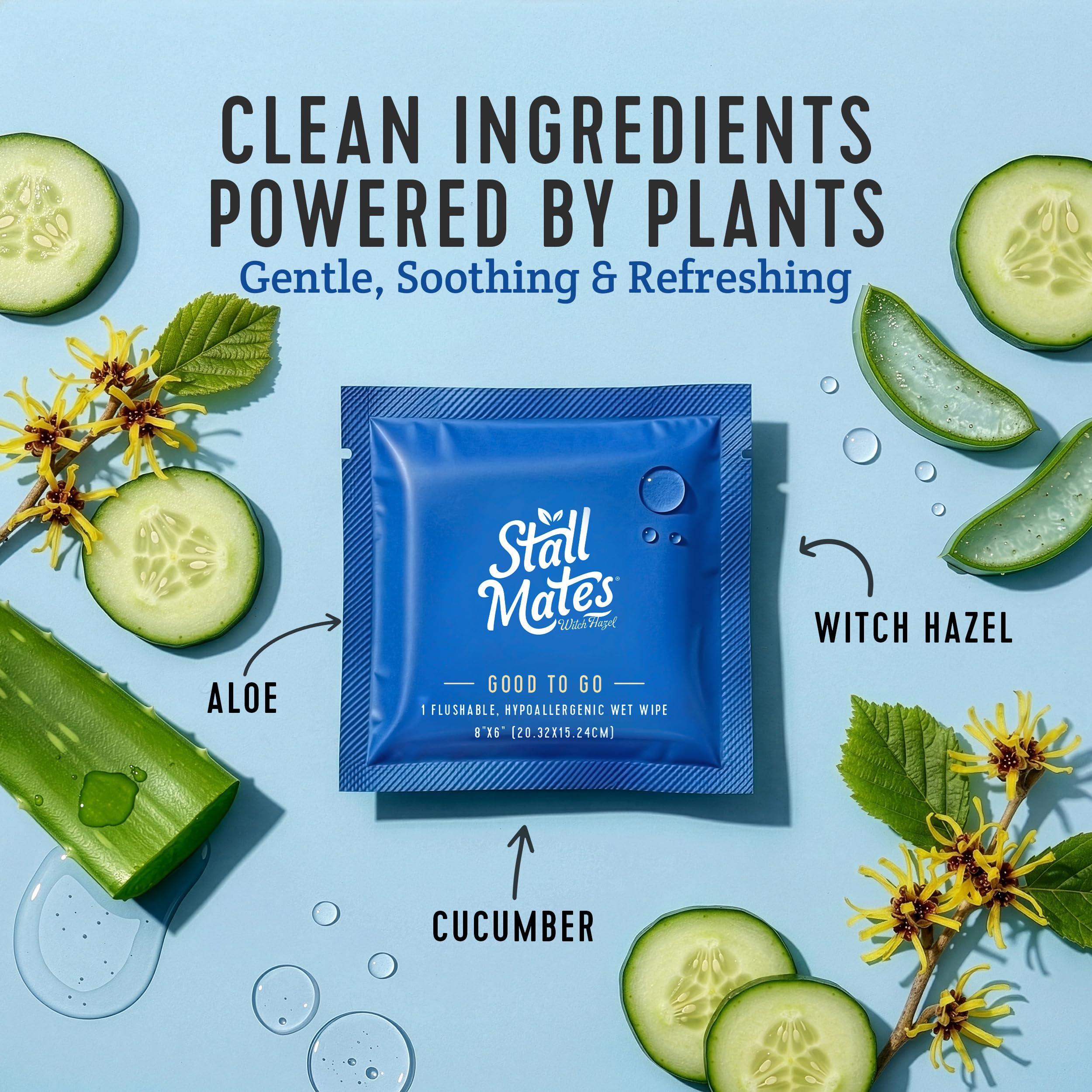 Plant-based Aloe infused flushable wipes by Stall Mates