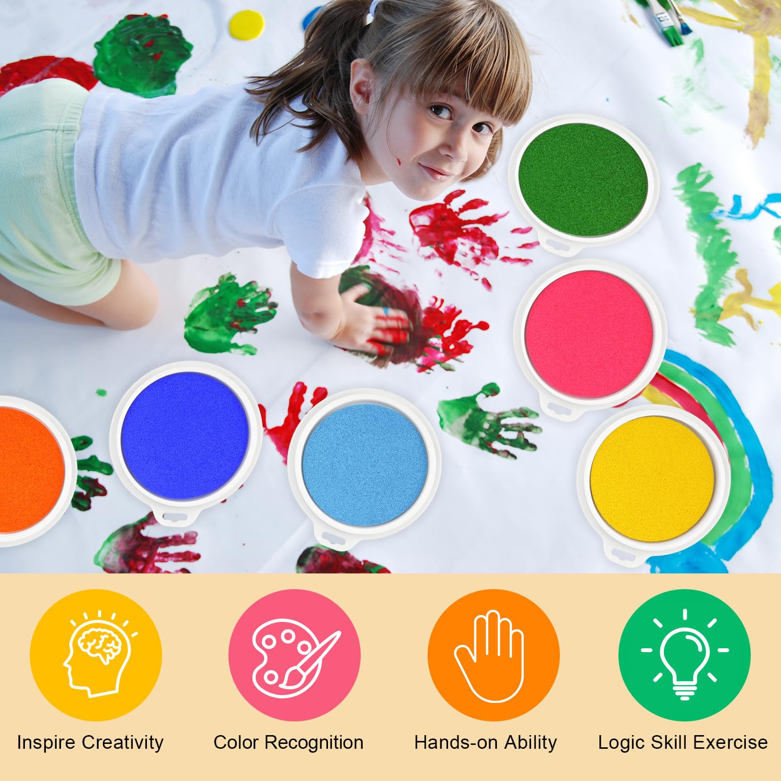 Yellow ink pad from the eight color set for stamping