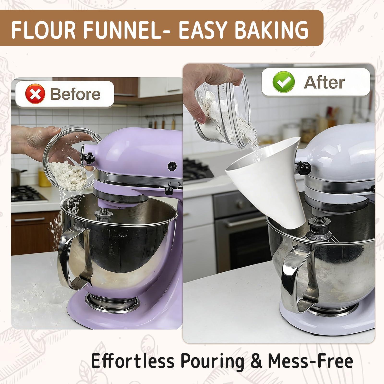 Dishwasher safe BPA-free plastic flour funnel