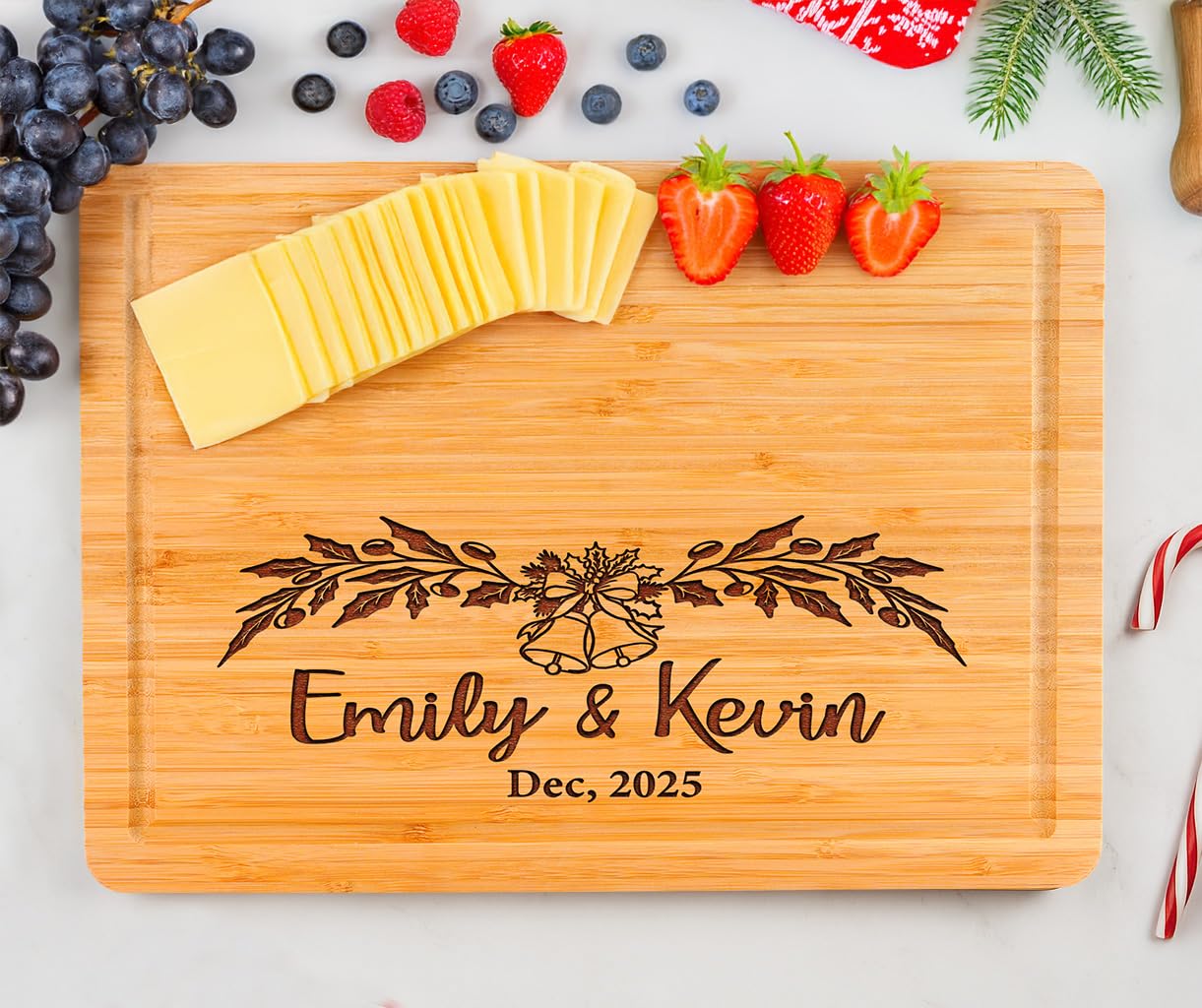 Personalized engraved cutting board gift for weddings