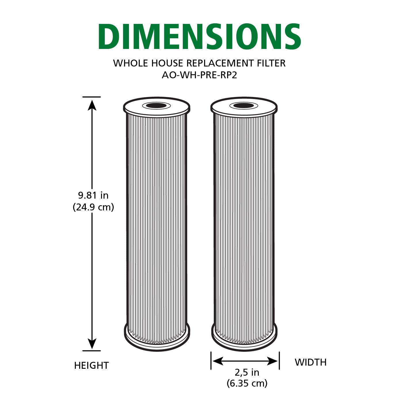 Standard capacity 2.5 inch sediment filter for households 1-4