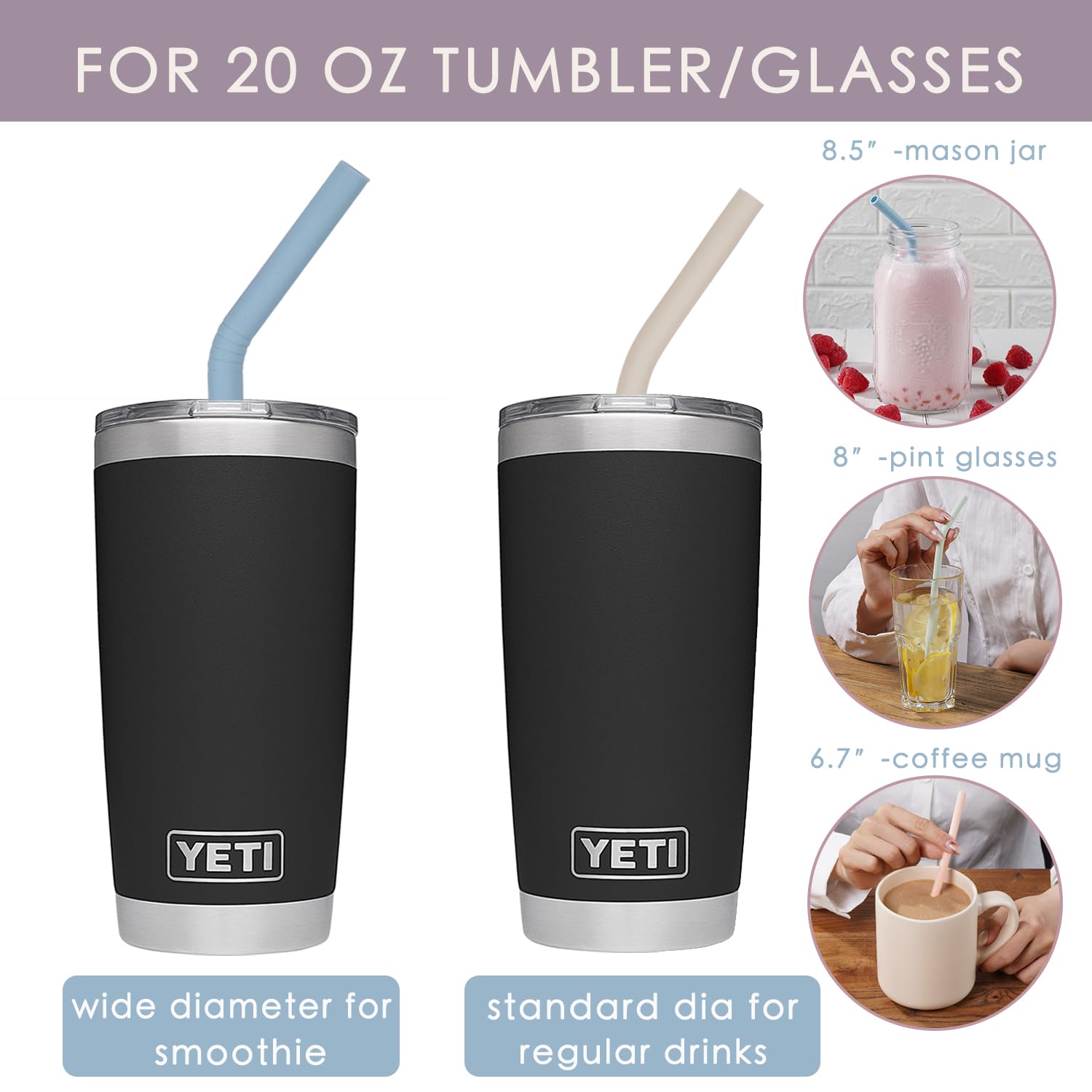 8 inch bend wide diameter straw for smoothies
