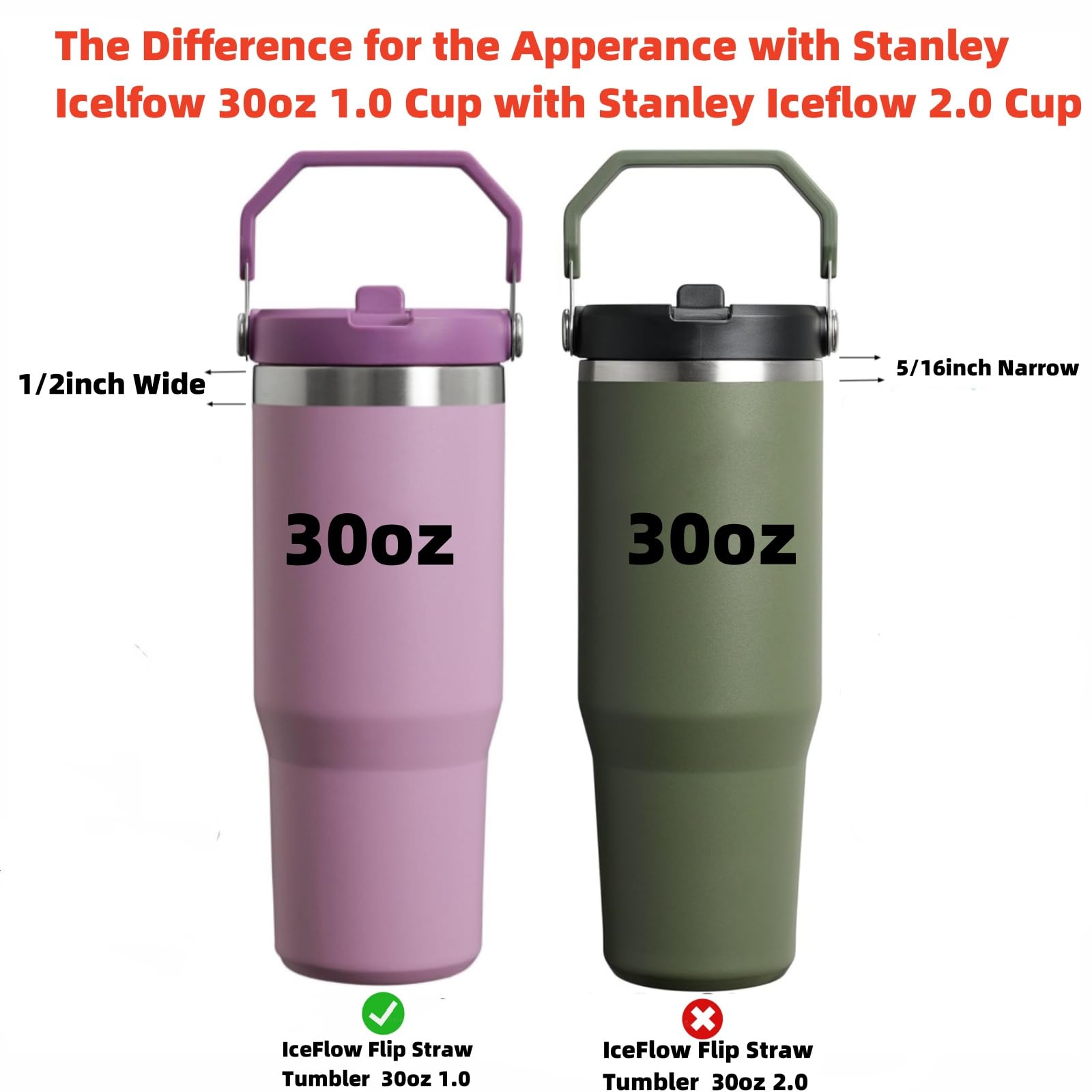 Stanley Iceflow 30oz original lid straw and brushes