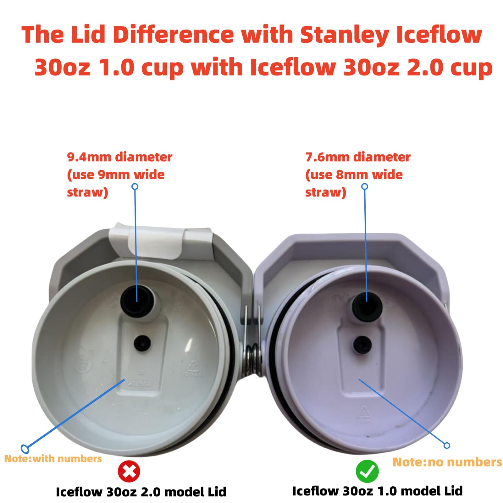 Reusable clear straw set compatible with Iceflow 30oz flip lid