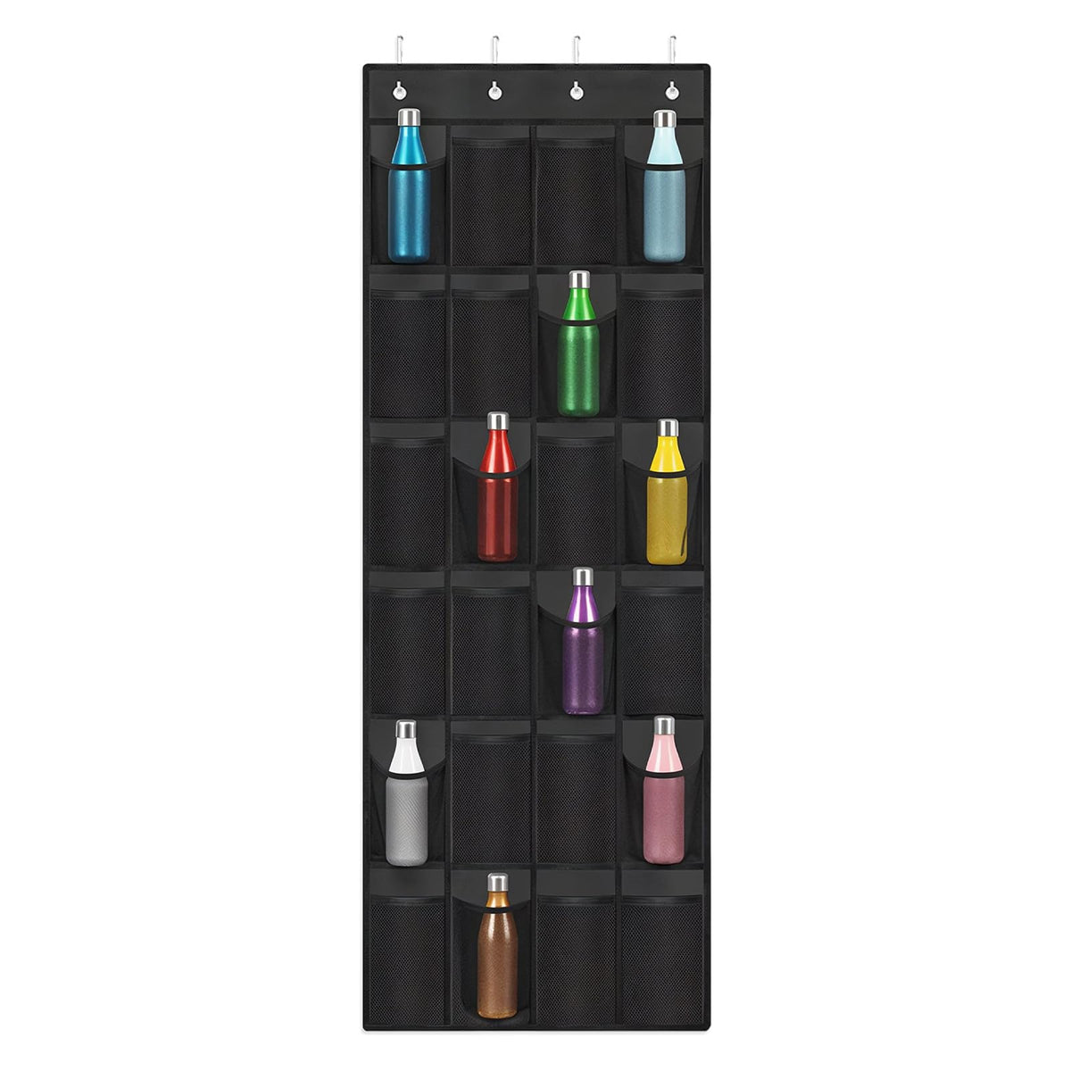 Stanley over the door water bottle organizer in black fabric