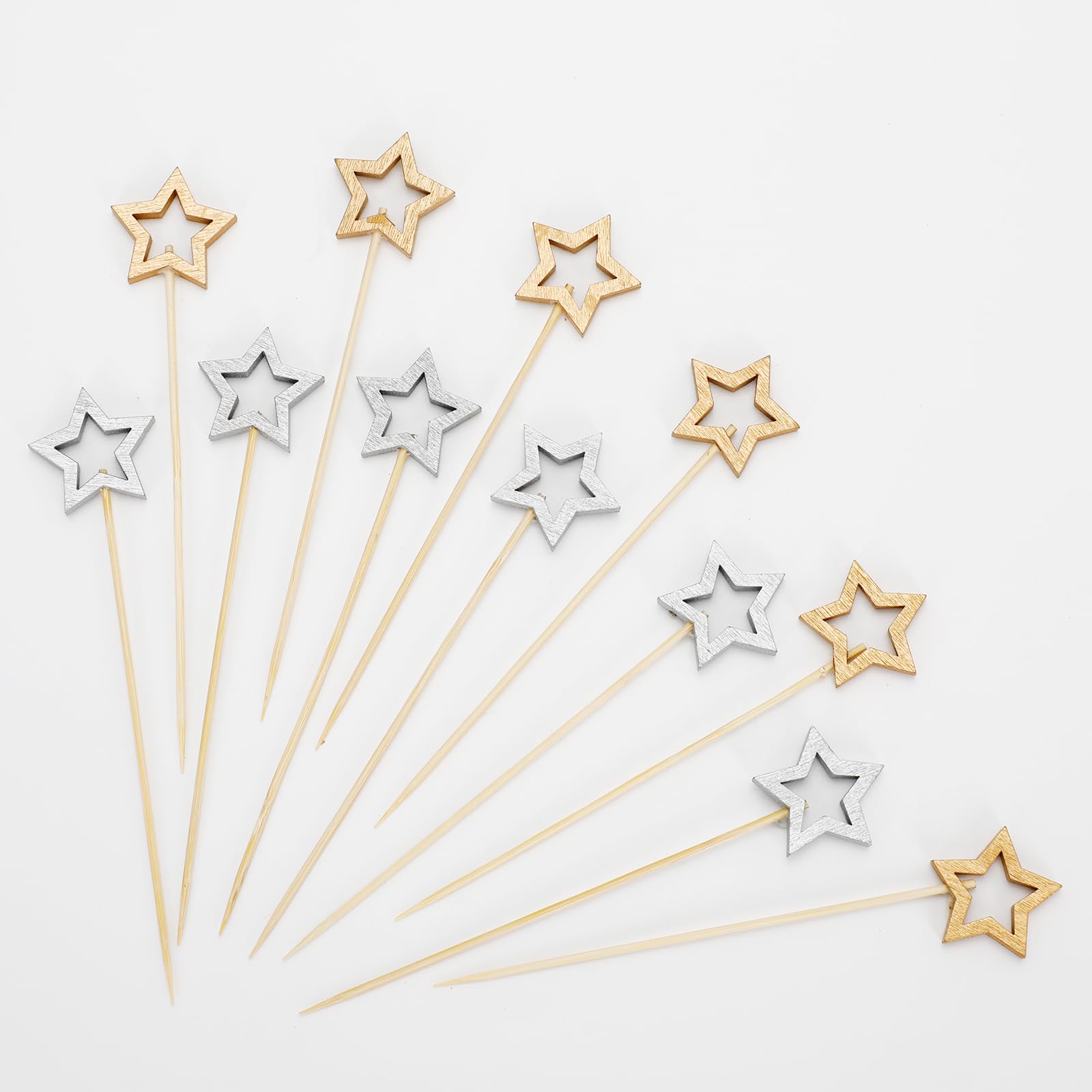 Star Bamboo Cocktail Picks Kit with star toppers for appetizers