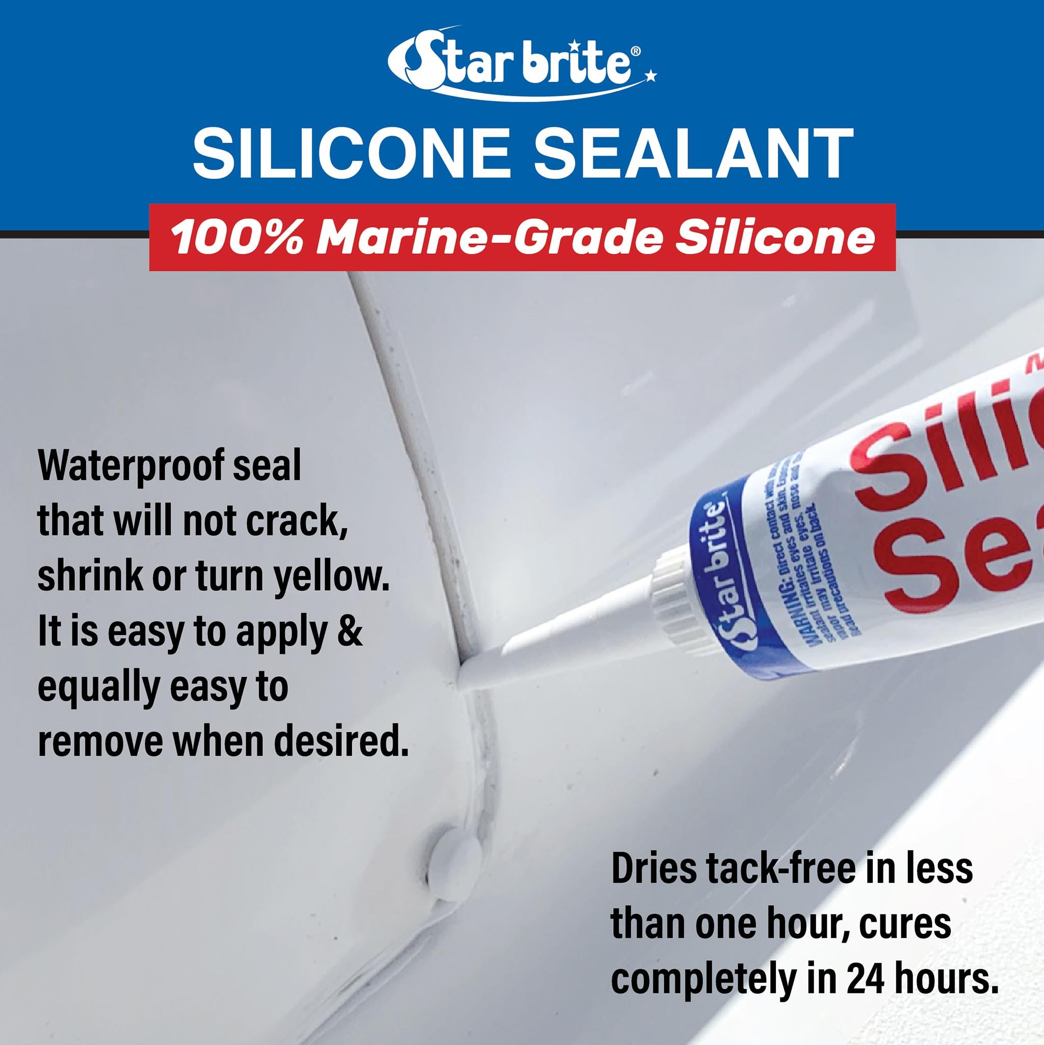 STAR BRITE Marine Silicone Sealant White glass bonding