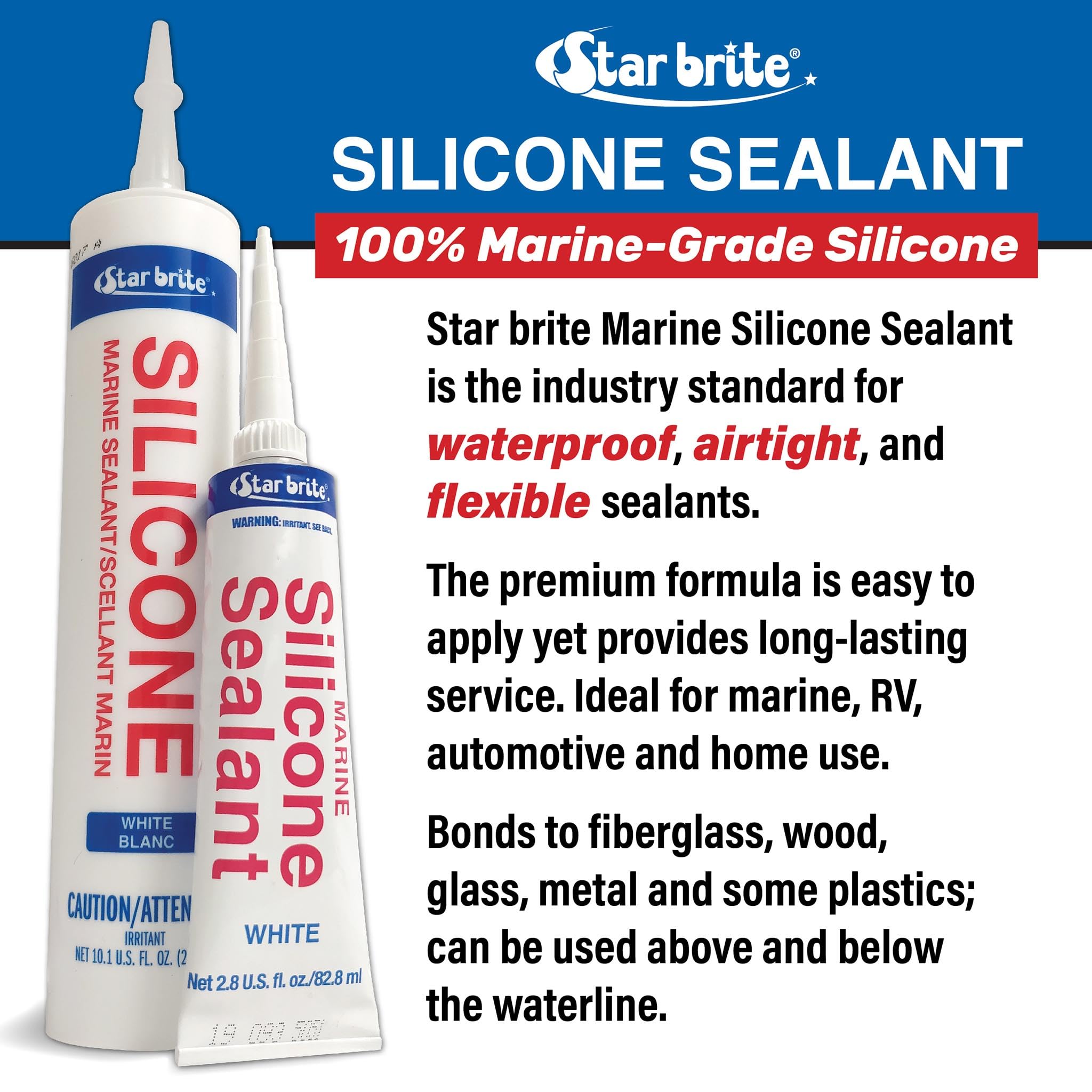 STAR BRITE Marine Silicone Sealant White metal bonding