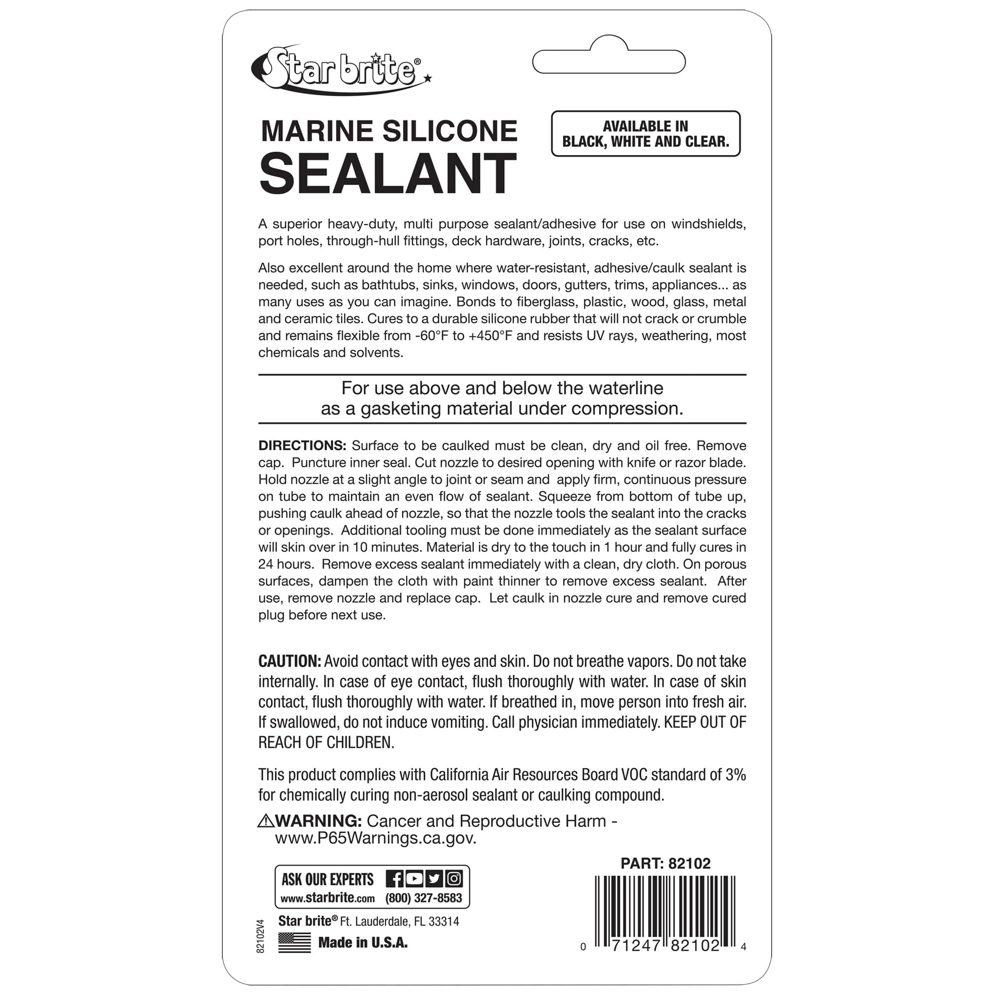 STAR BRITE Marine Silicone Sealant White wood sealing