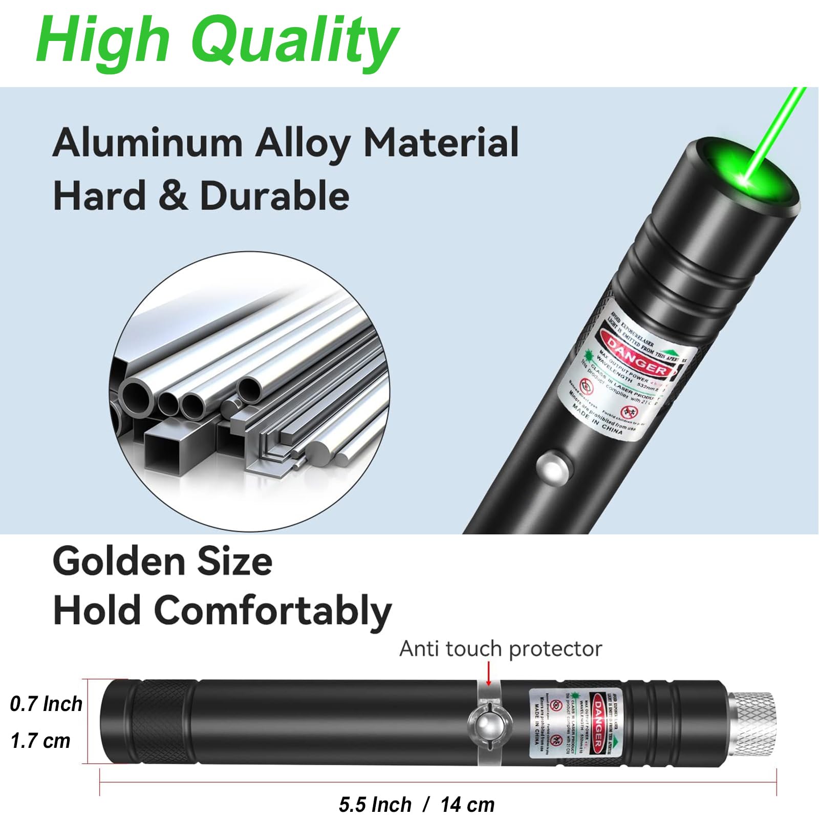 Durable frosted aluminum alloy body of laser pointer