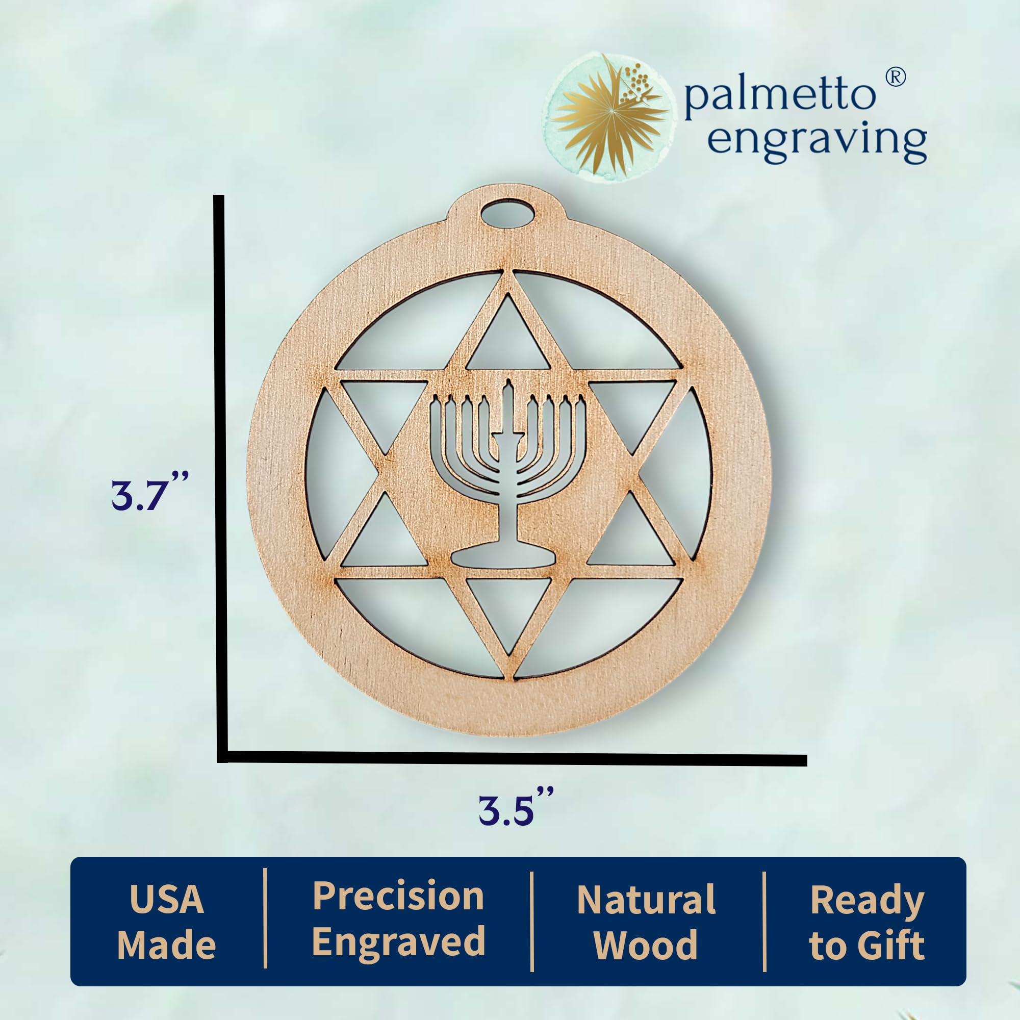 Star ofDavid Hanukkah ornament ready to hang decorative wood