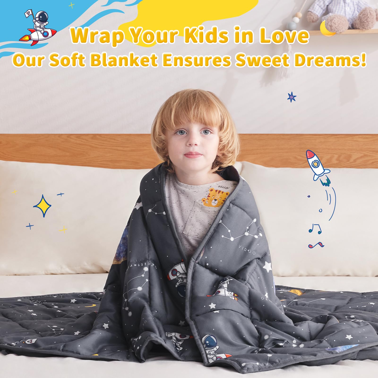 Small weighted blanket suitable for kids' laps