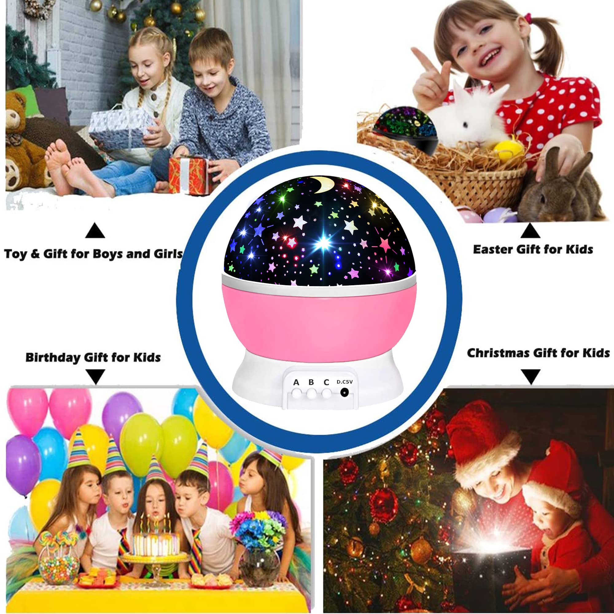 Star projector with 16 color options and rotation