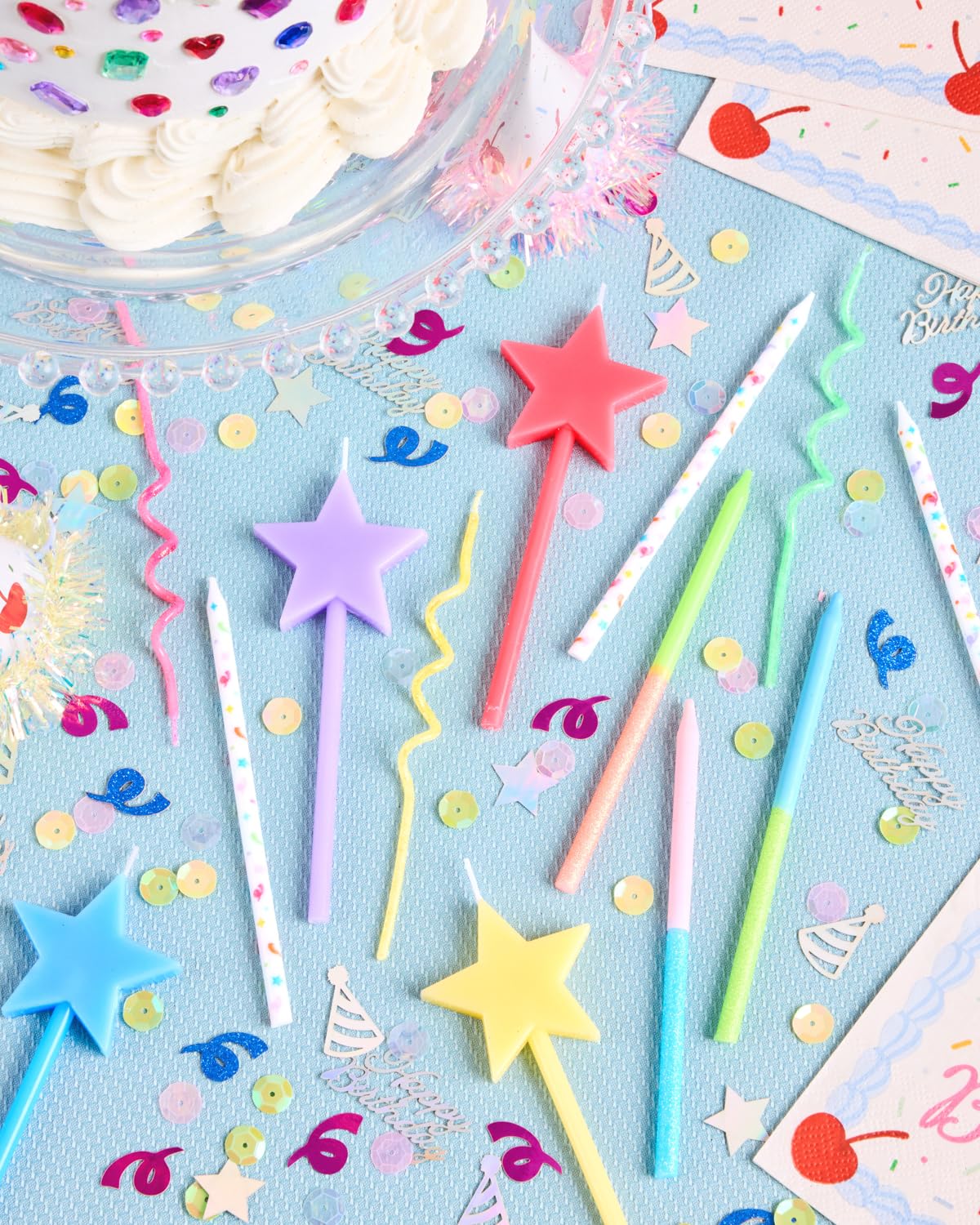 star shaped candles with pastel colors