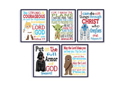 Star Wars Christian Nursery Decor set of five unframed prints featuring Luke Skywalker