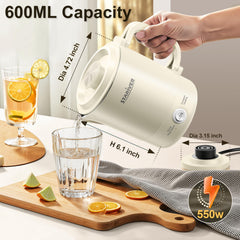 Stariver 600ml travel kettle with stainless steel interior