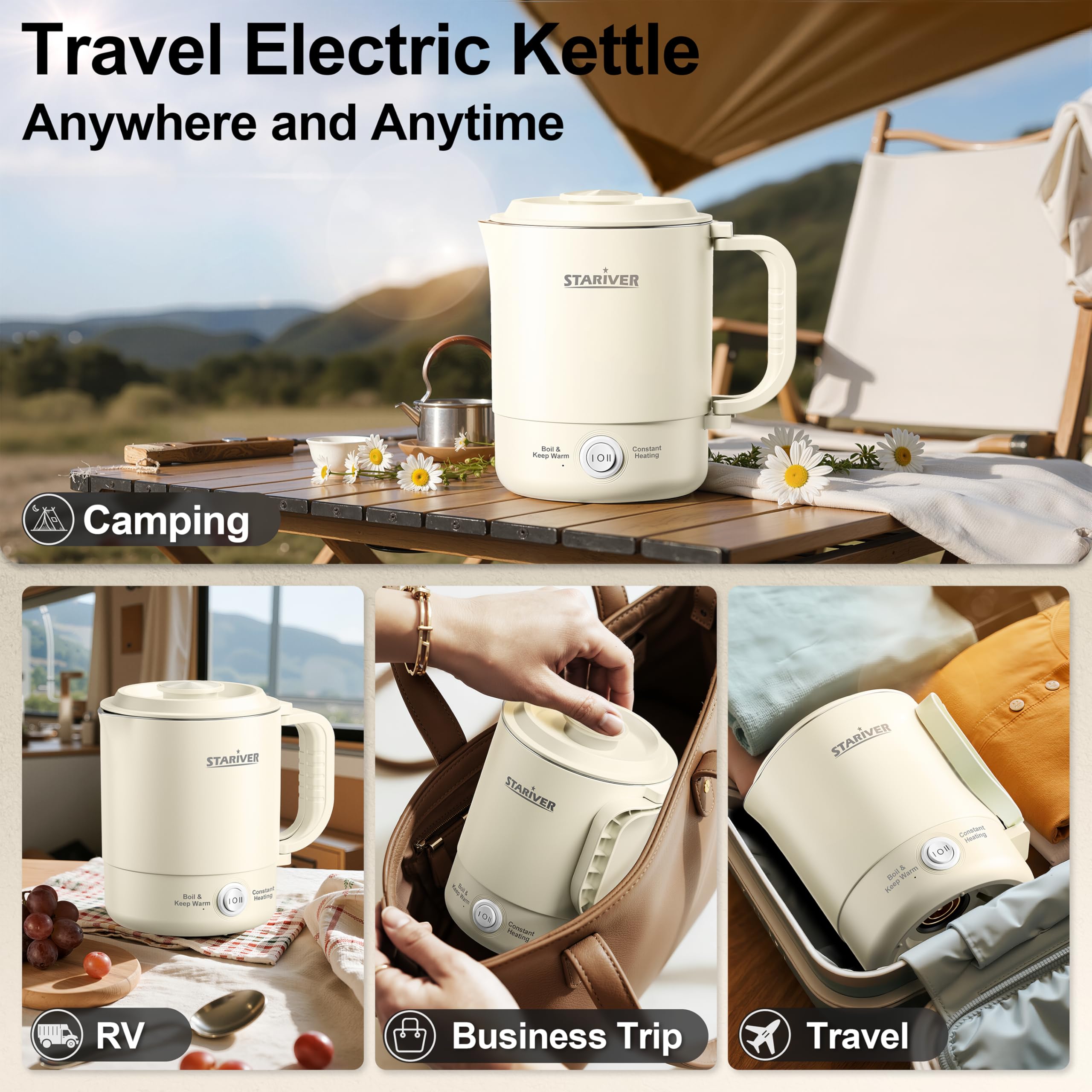 Stariver travel kettle with non-woven tote bag