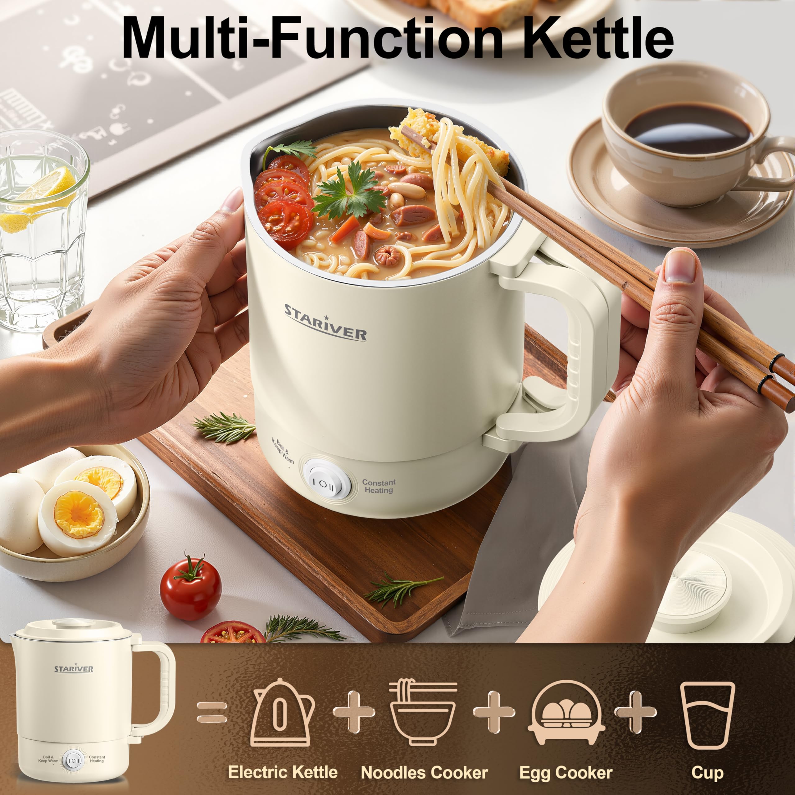 Stariver compact travel kettle 6.1 inch height 4.72 inch diameter