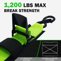 Transom tie down straps with 1200lb breaking strength