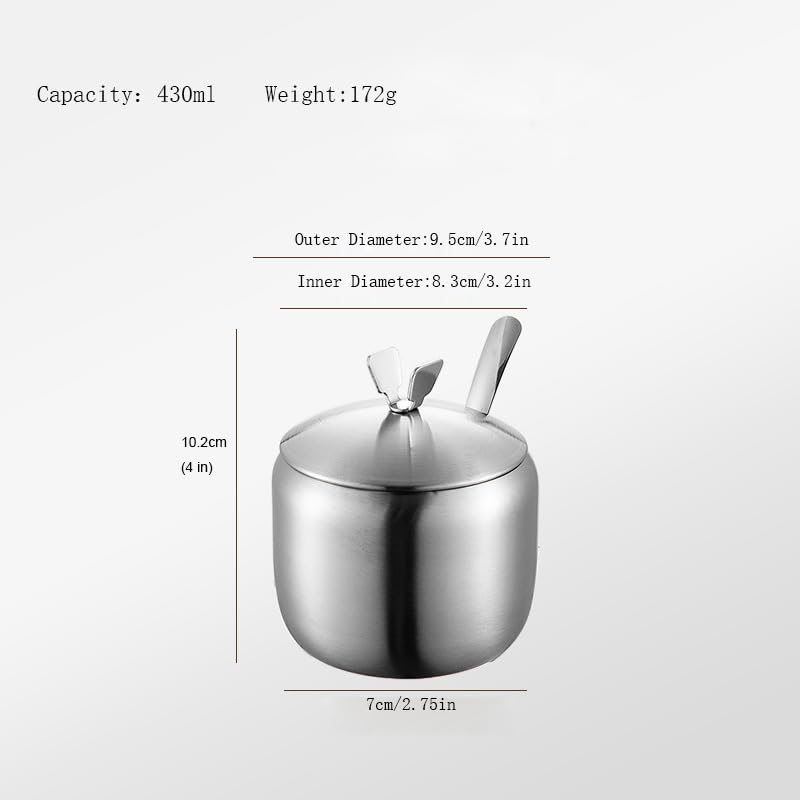 Round silver 430 ml sugar jar StarrMaPer