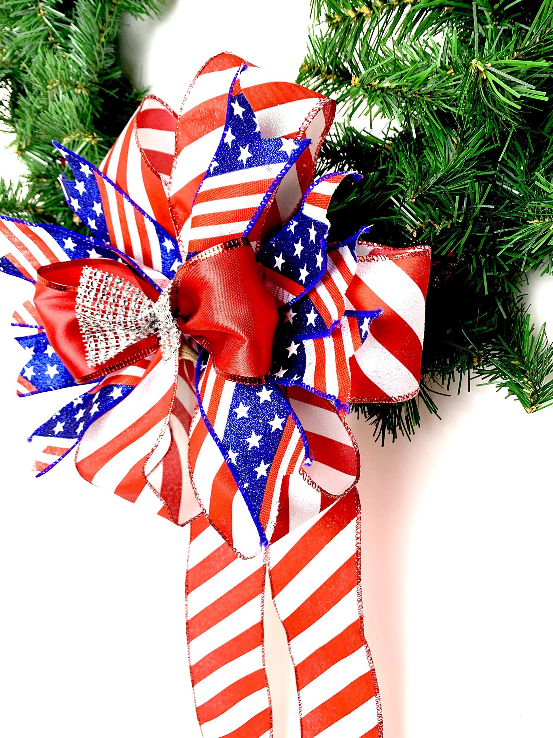 Stars and Stripes bow designed for wreath display