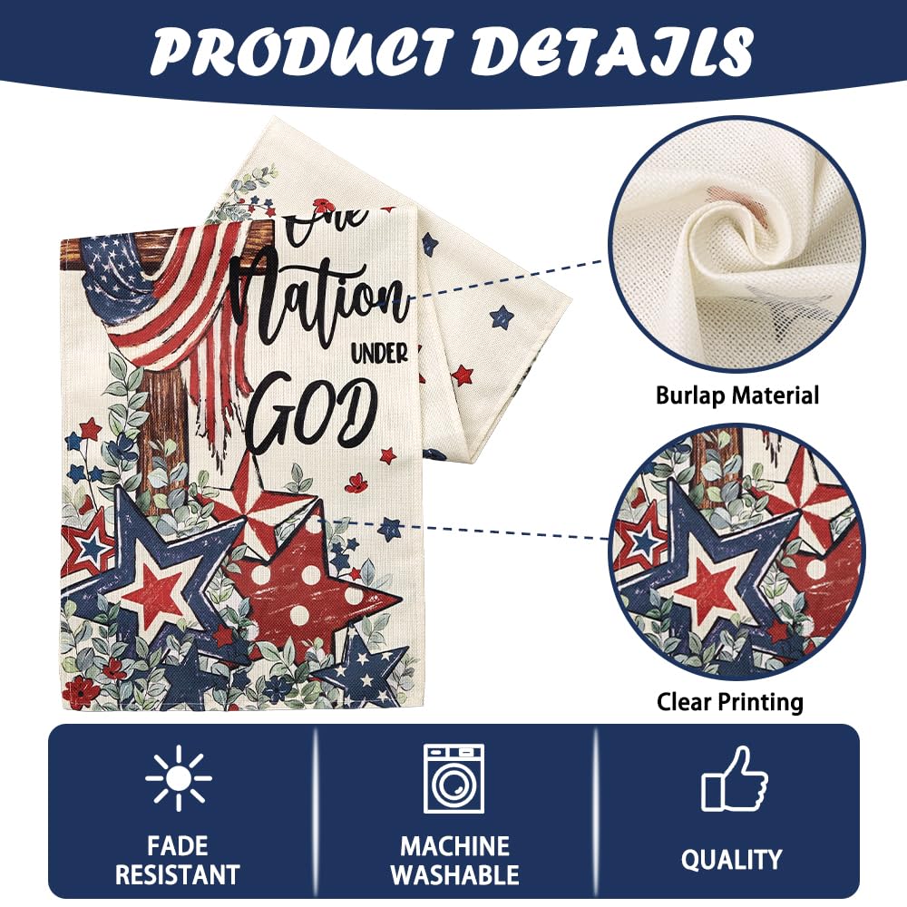Blue cross design with Americana star pattern on table runner