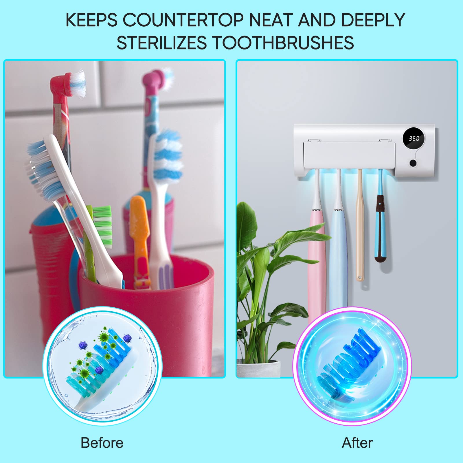 Accommodates Oral-B and children's brushes in 4-slot StarWin cleaner