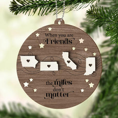 State map themed wooden ornament personalized