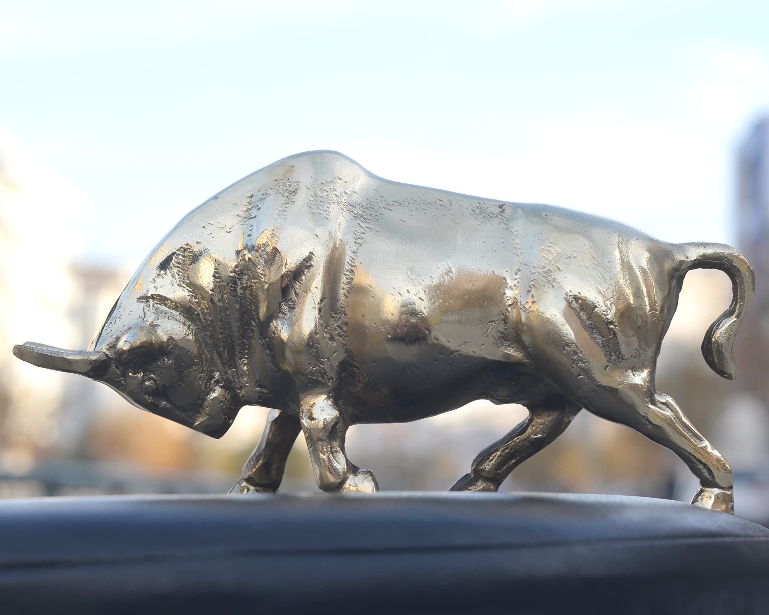 Office desk decor bull sculpture in gold tone