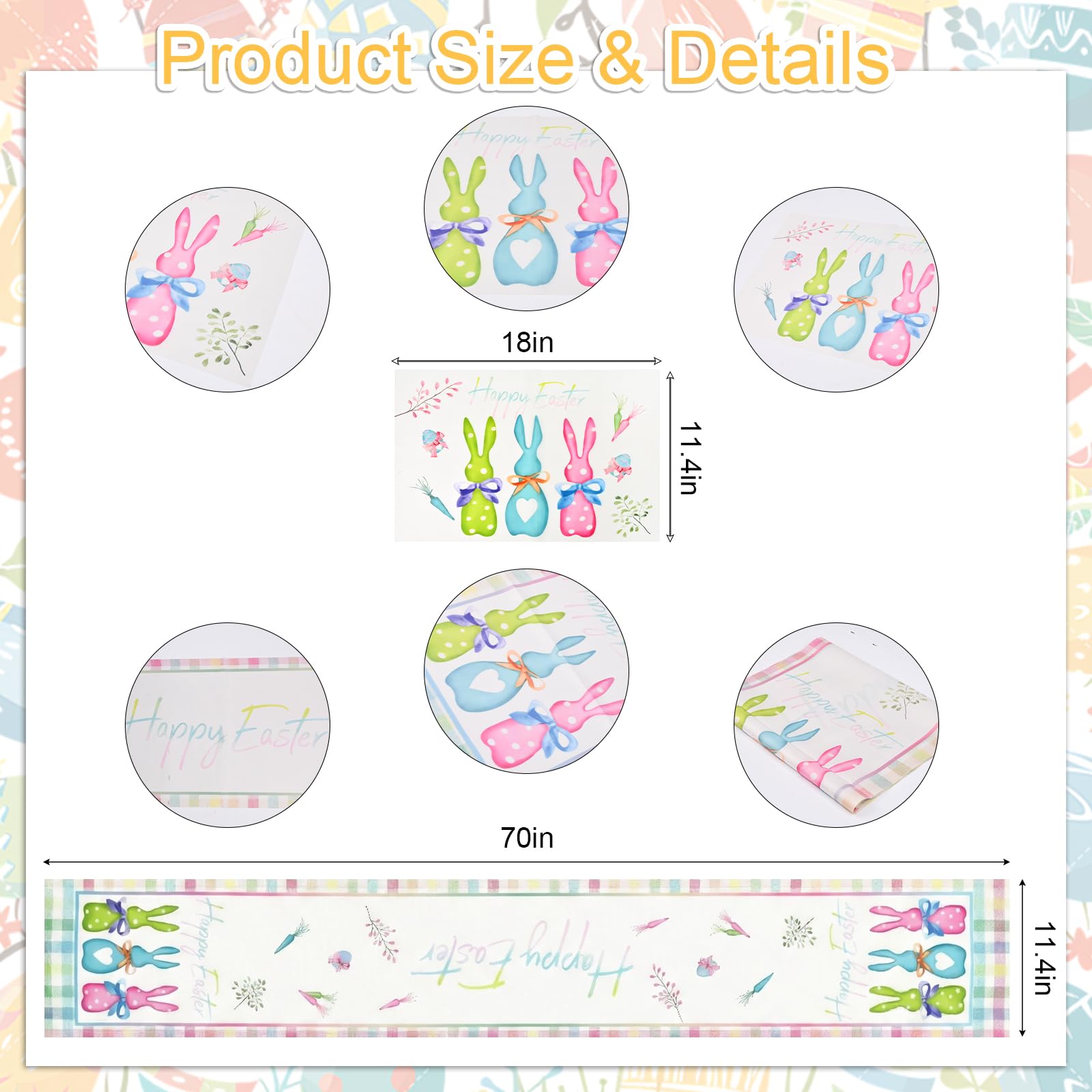 Six placemats 18x12 inch for Easter table