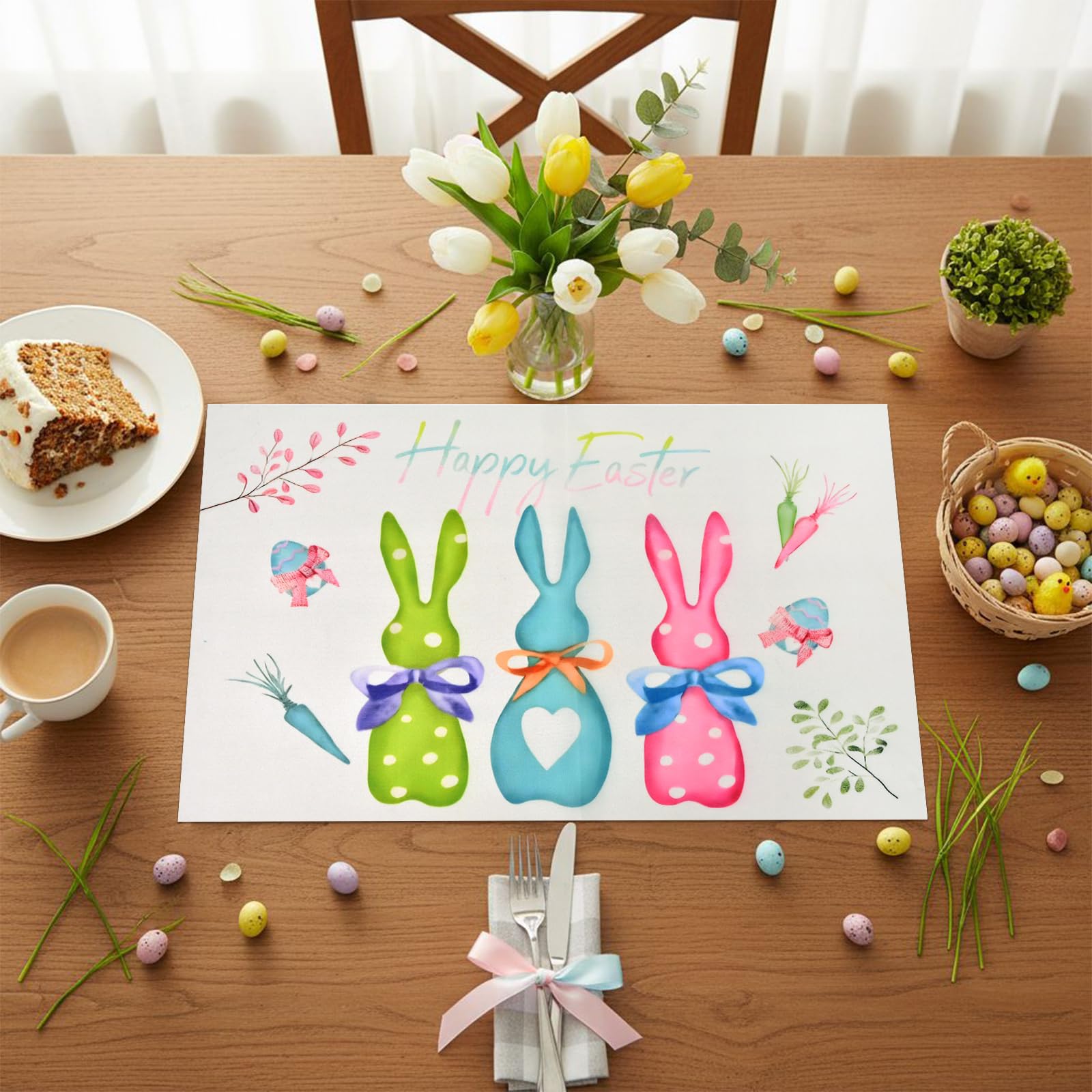 Complete Easter table set with runner