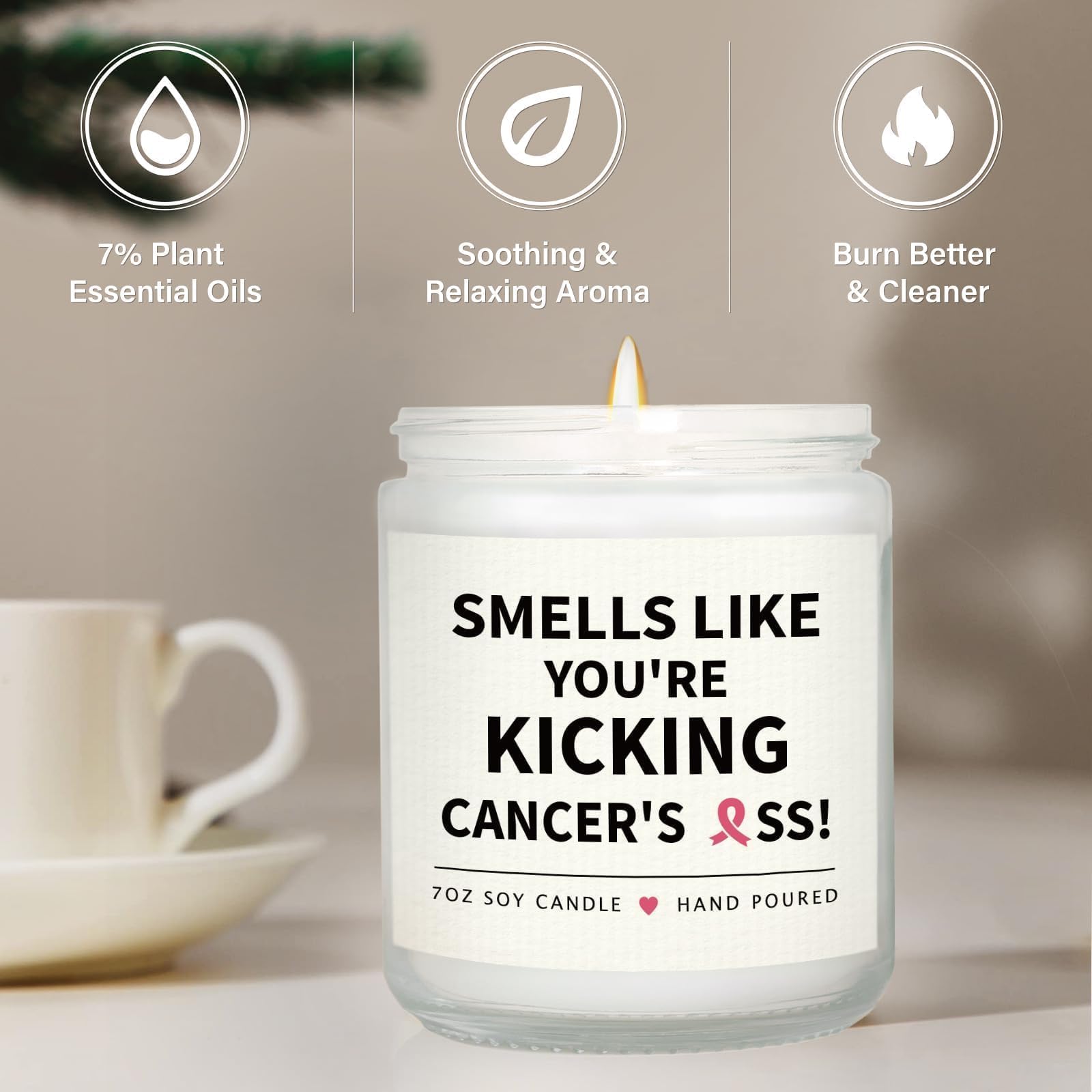 Get well soon cancer gifts candle close up
