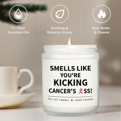 Get well soon cancer gifts candle close up