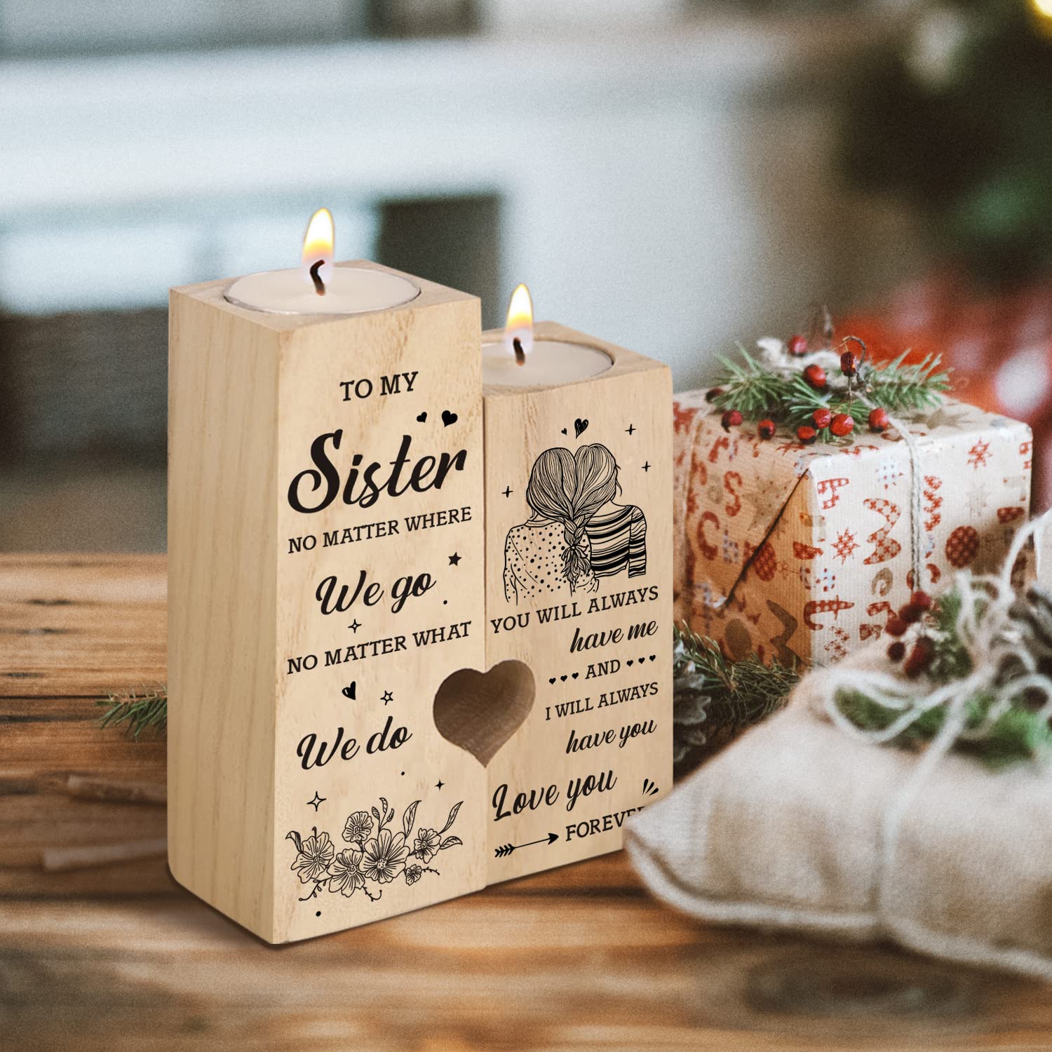 Gift idea for sister featuring a heart shaped candle holder
