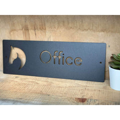 USA made steel nameplate designed for indoor or outdoor display
