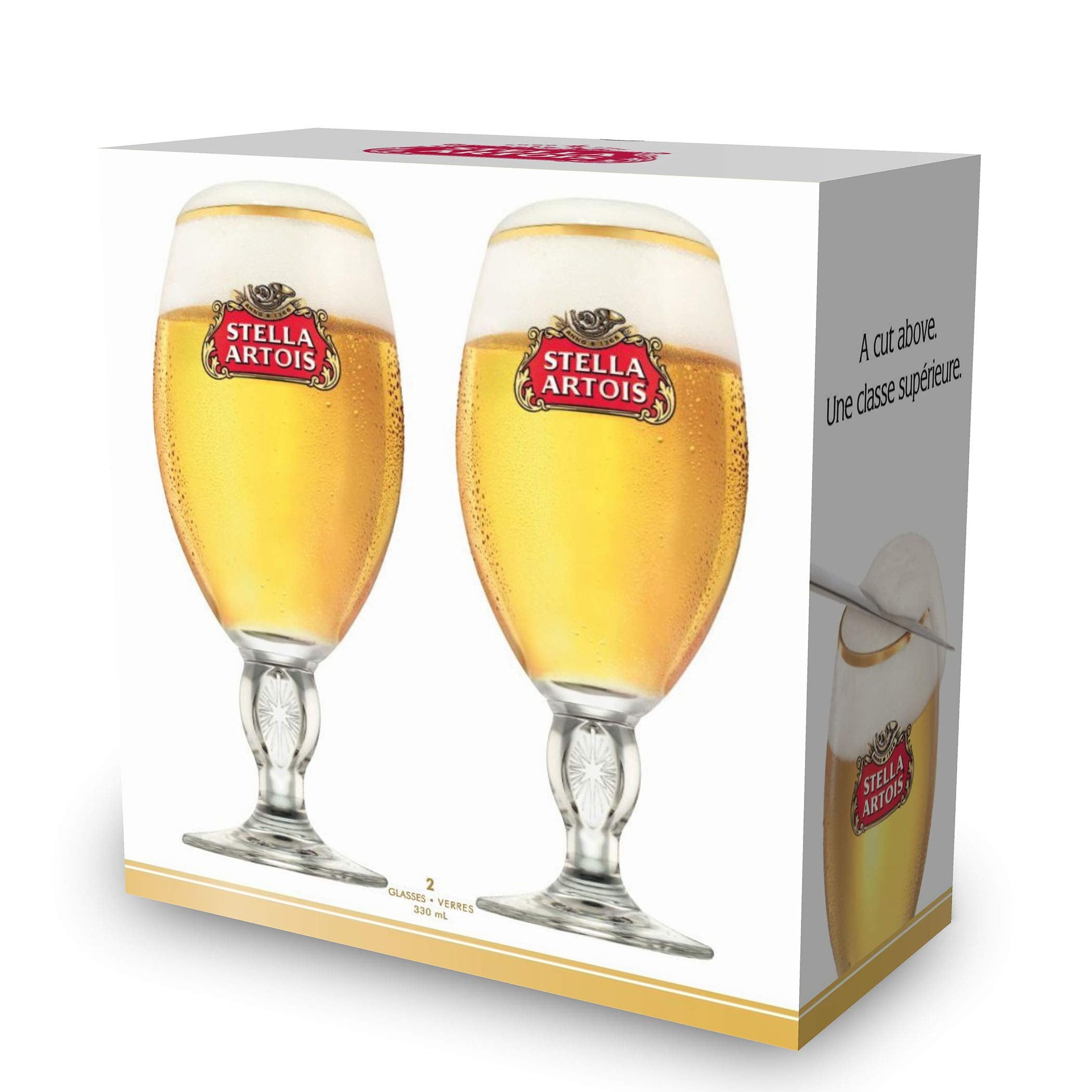Stella Artois Chalice glass with elegant cylindrical design