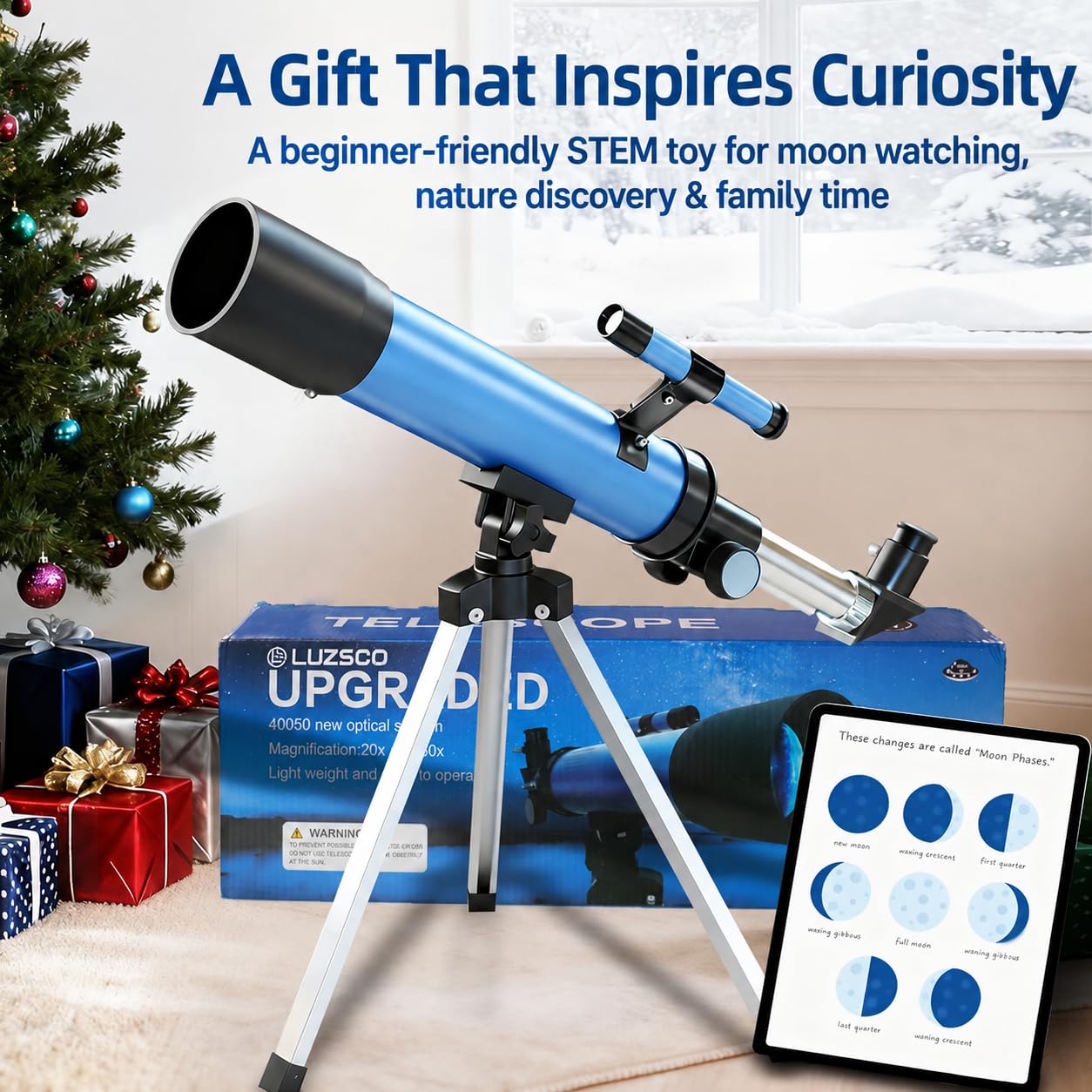Screen-free educational telescope for family activities